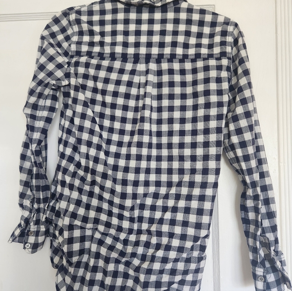 J. Crew blue and white checkered gingham button-up shirt in size Petite XS - Picture 4 of 4